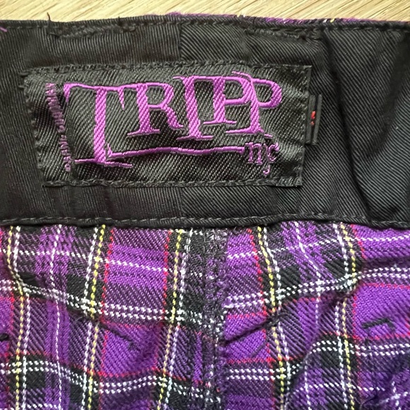 Vintage Tripp NYC 90s Y2K Daang Goodman Plaid Mall Goth Punk Grunge Capri Shorts - Picture 4 of 13